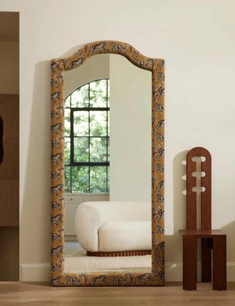 Tiger Upholstered Floor-Length Mirror By Sarah Sherman Samuel 1
