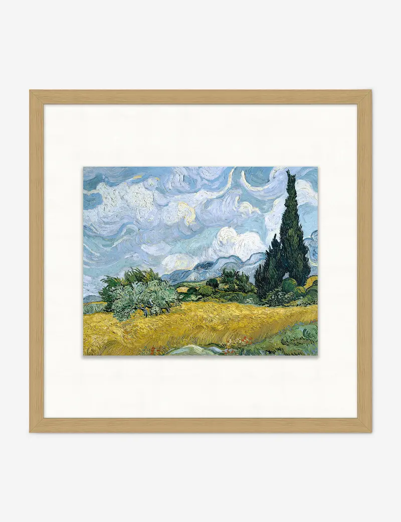 Van Gogh–Inspired Wheat Field And Cypress Tree Wall Art 1