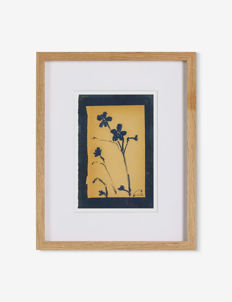'Vintage Blue Daisy' Wall Art Print By Shaina Page 1