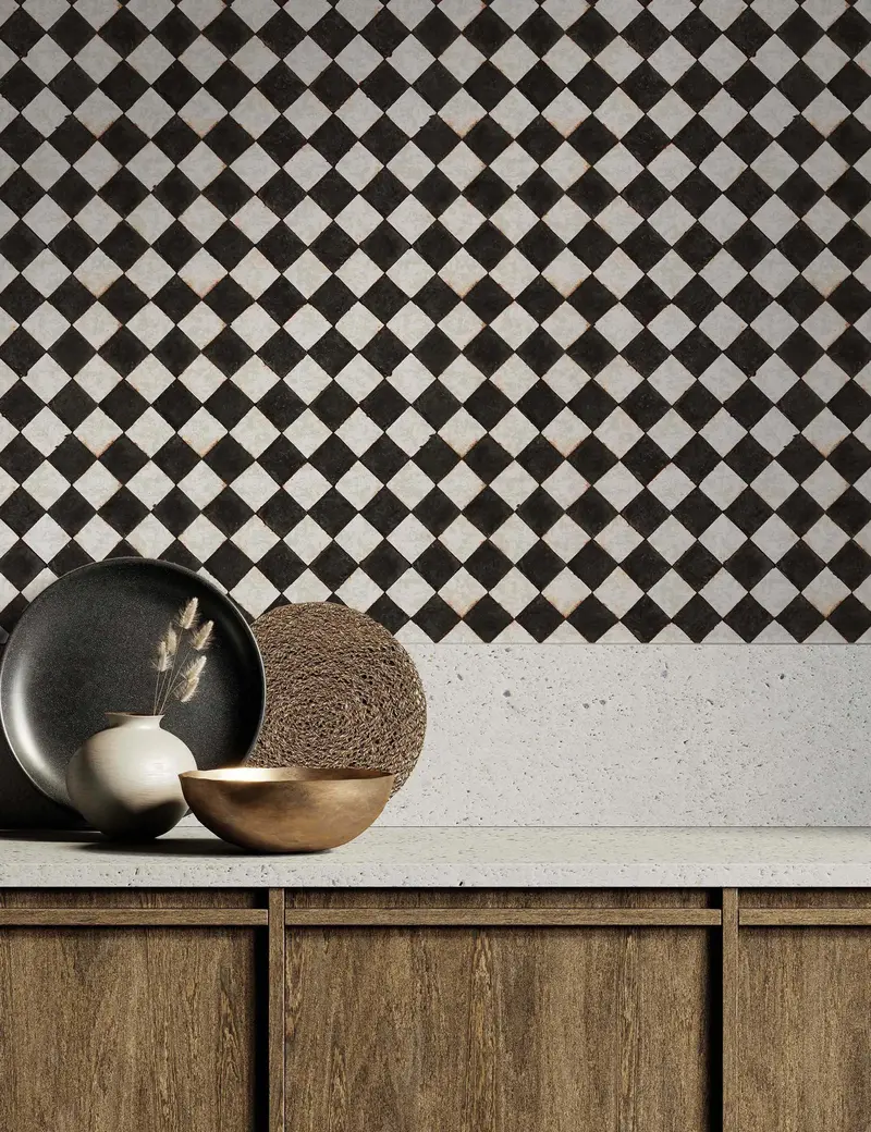 Vintage Check Textured Peel-And-Stick Wallpaper – Jeremiah Brent Retro Pattern Collection 1